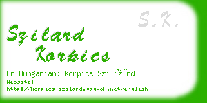 szilard korpics business card